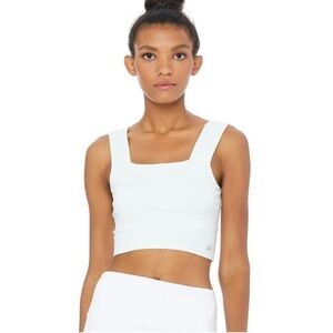 ALO Yoga square neck sports bra cropped athletic athleisure tank grey size XS